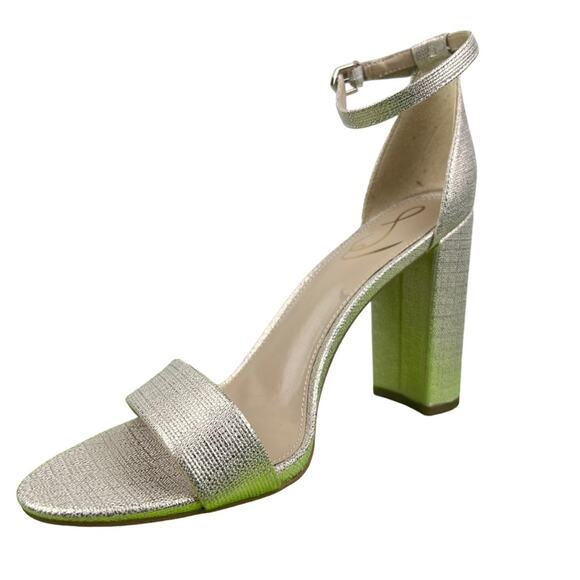 NIB Sam Edelman Yaro Block Heel Sandal Jute Gold sz 10.5 Party Cocktail Wedding - Picture 2 of 12